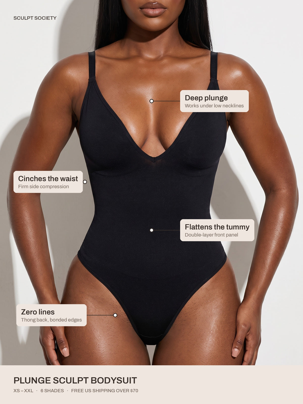 Plunge Sculpt Bodysuit — key benefits