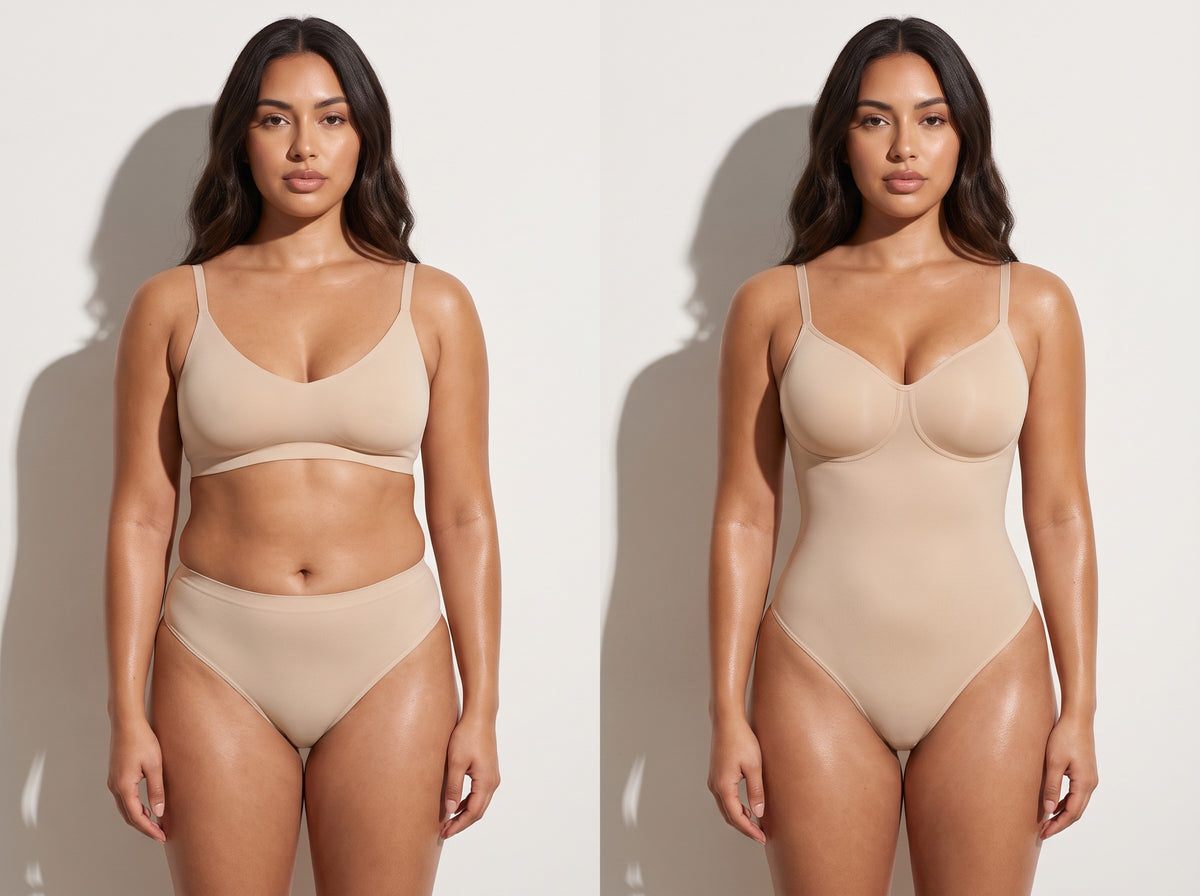 Covered-Bust Thong Bodysuit
