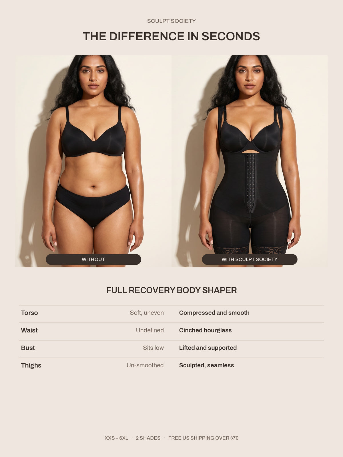 Full Recovery Body Shaper — before and after — what changes