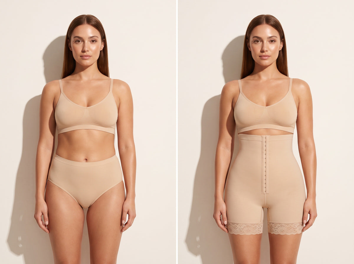Mid-Thigh Butt Lifter Short — before and after