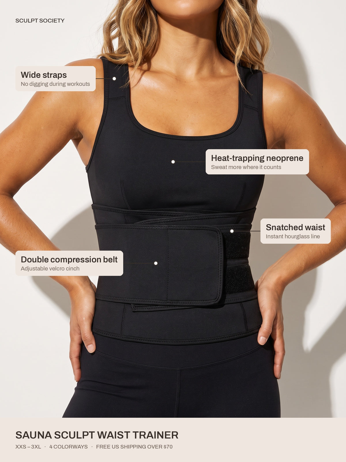 Sauna Sculpt Waist Trainer — key benefits